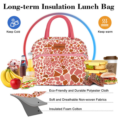 Coobiiya Lunch Bag Women, Lunch Box Lunch Bag for Women Adult Men, Small Leakproof Cute Lunch Tote Large Capacity Reusable Insulated Cooler Lunch Container for Work/Office/Picnic/Travel-Pink Leopard