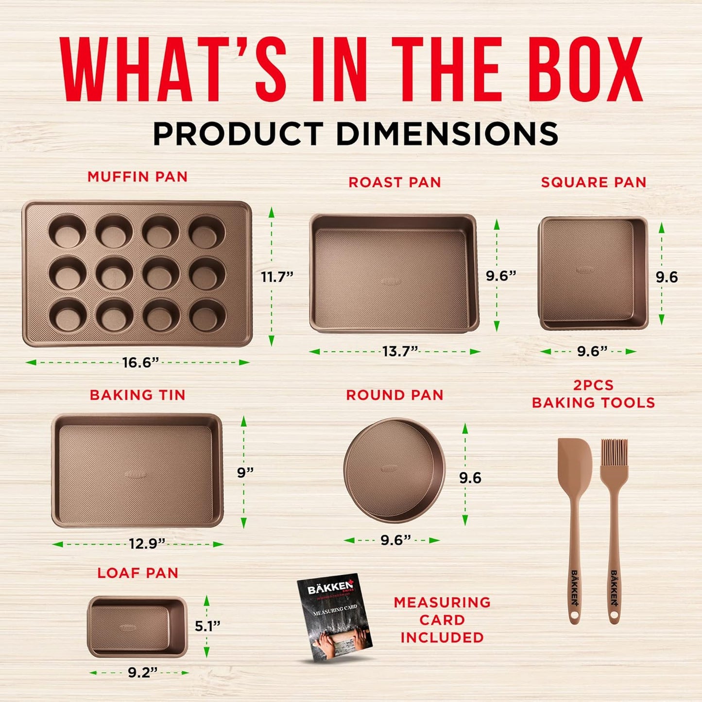 Non-Stick Bakeware Set by [Brand Name] - 8-Piece Professional Multi-Sized Baking Pans | Muffin, Loaf & More - Gold