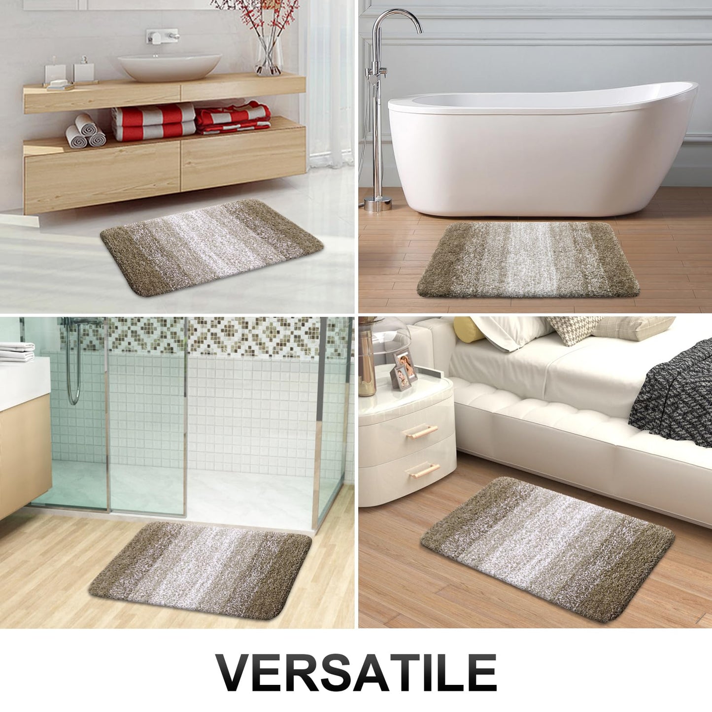 OLANLY Bathroom Runner Rugs Mat 47x24, Extra Soft Absorbent Microfiber Bath Rugs, Rubber Backing, Quick Dry, Washable Long Bath Mats for Bathroom Floor, Tub and Shower, Home Decor Accessories, Coffee