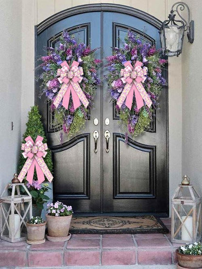 Estivaux Large Spring Flower Wreath Bows - Pink Burlap Butterfly Design for Weddings & Parties