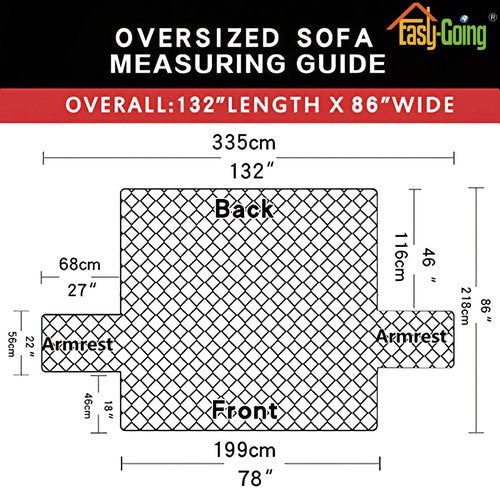 Easy-Going Reversible Oversized Couch Cover for 3 Cushion Couch Sofa Cover for Dogs Water Resistant Furniture Protector Cover with Foam Sticks for Pet (Oversized Sofa, Chocolate/Ivory)