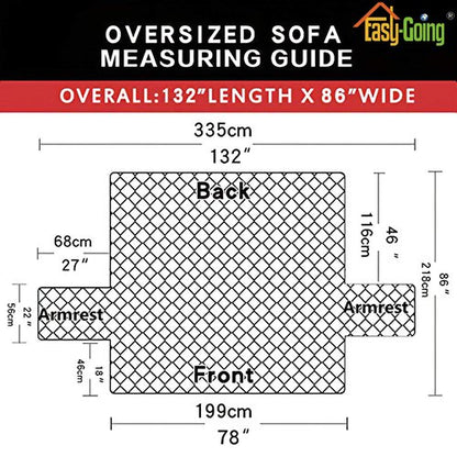 Easy-Going Reversible Oversized Couch Cover for 3 Cushion Couch Sofa Cover for Dogs Water Resistant Furniture Protector Cover with Foam Sticks for Pet (Oversized Sofa, Chocolate/Ivory)