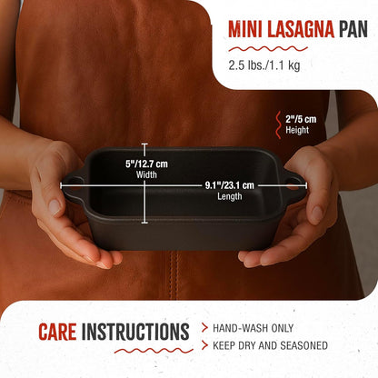 Victoria | Mini Lasagna Pan - Preseasoned Cast Iron Roaster for Casseroles & Sides, Made in Colombia