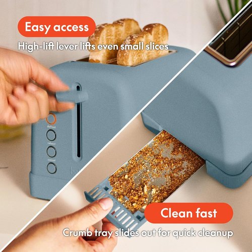Bella 2 Slice Toaster - 6 Setting Shade Control with Reheat, Cancel & Bagel Functions | 900 Watt, Surf Color
