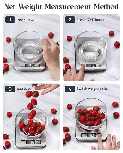 Digital Kitchen Scale by [Brand Name] - 11lb Capacity with LCD Display & Tare Function | Compact 304 Stainless Steel Design for Baking & Meal Prep