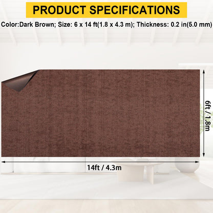 Grefinity Marine Carpet,6 FT x 14 FT Brown Indoor Outdoor Carpet 0.2" Thick Boat Carpet with Water-Proof TPE Backing, Non-Slide Outdoor Marine Carpet Roll for Home, Patio, Porch, Deck