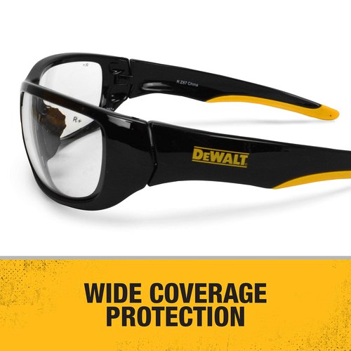 DEWALT DPG94-1D Dominator™ Z87+ Safety Glasses – Black Full Frame & Clear Lens – Rubber Temples & Nosepiece – 1 Pair
