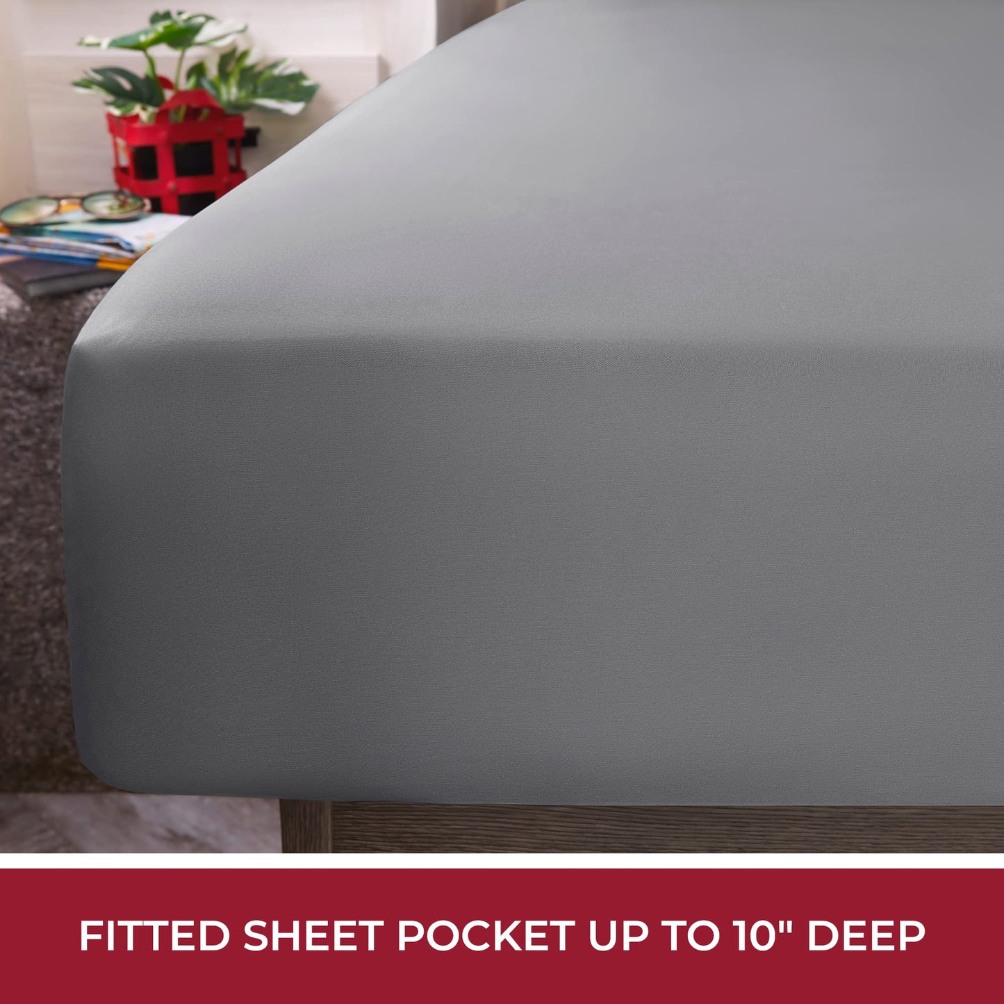 Mellanni RV Short Queen Sheets - 4 PC Iconic Collection Bedding - Hotel Luxury, Extra Soft, Cooling Bed Sheets - Deep Pocket up to 10 inch (RV/Short Queen, Gray)