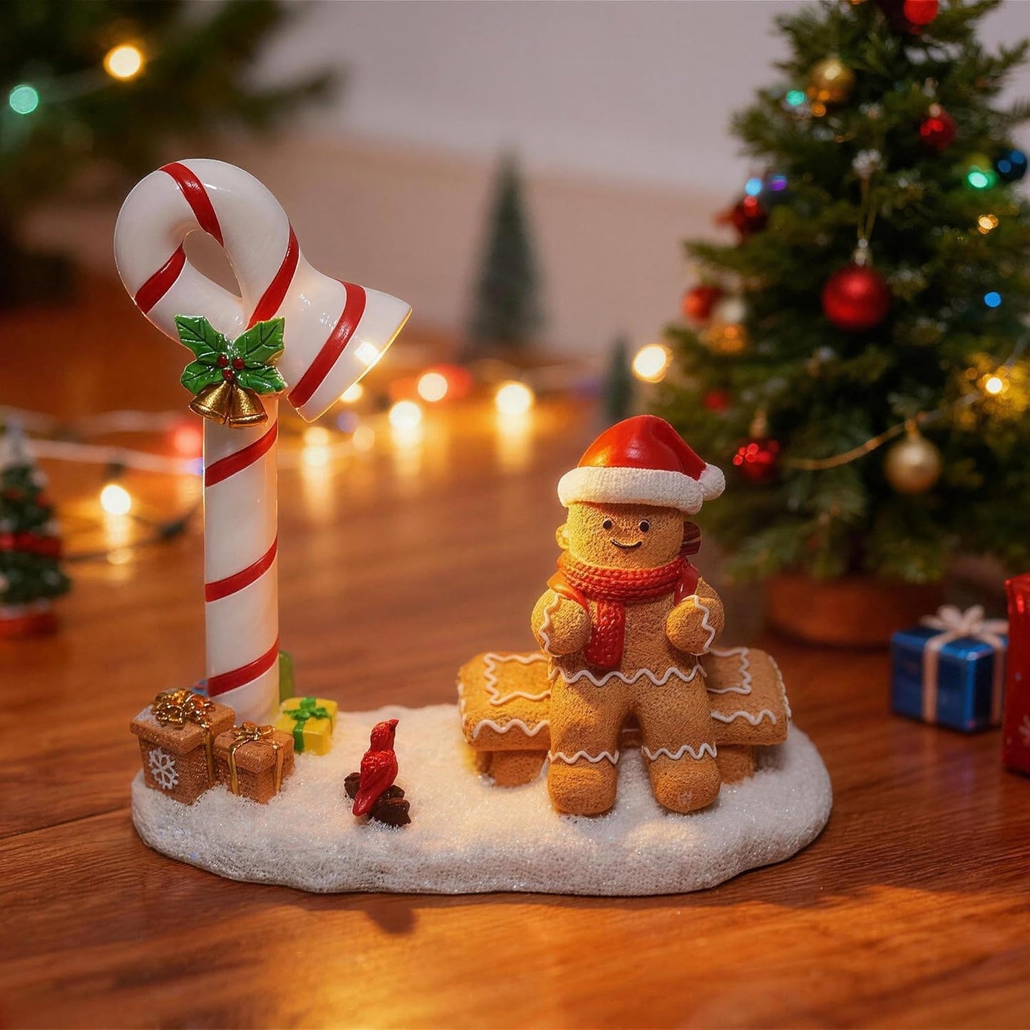 Skiennix Christmas Gingerbread Man Figurines - Cute Indoor Home Decor for Table Top & Fireplace