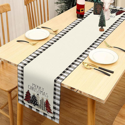 Red & White Christmas Table Runner 13x48 in - Buffalo Check Holiday Decor, 48in
