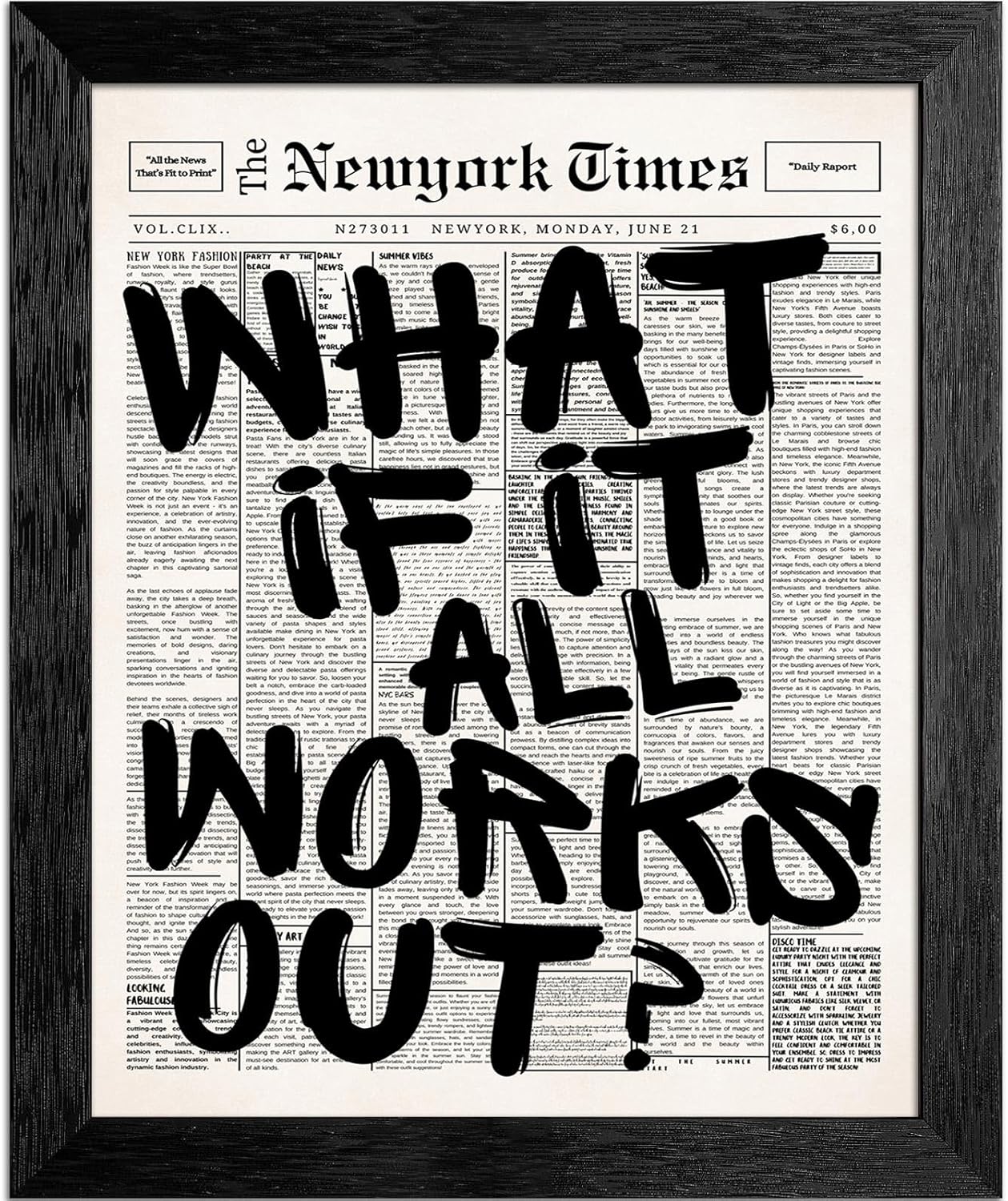 Skiennix 16X20 Inch Black Frame - Motivational Canvas Wall Art | Inspirational Quote Print for Home & Office