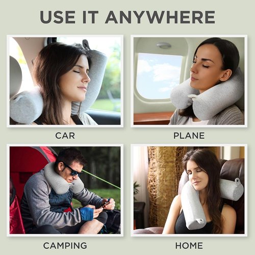 Dot&Dot Twist Memory Foam Travel Pillow - Adjustable Neck Support for Airplanes & Sleeping - Versatile Travel Pillow