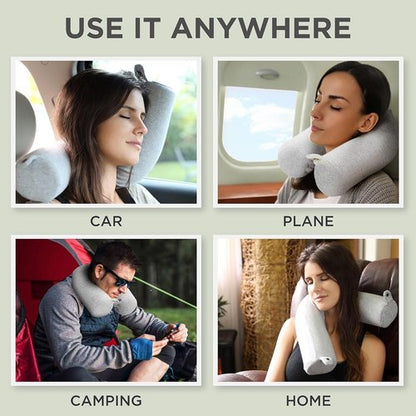 Dot&Dot Twist Memory Foam Travel Pillow - Adjustable Neck Support for Airplanes & Sleeping - Versatile Travel Pillow