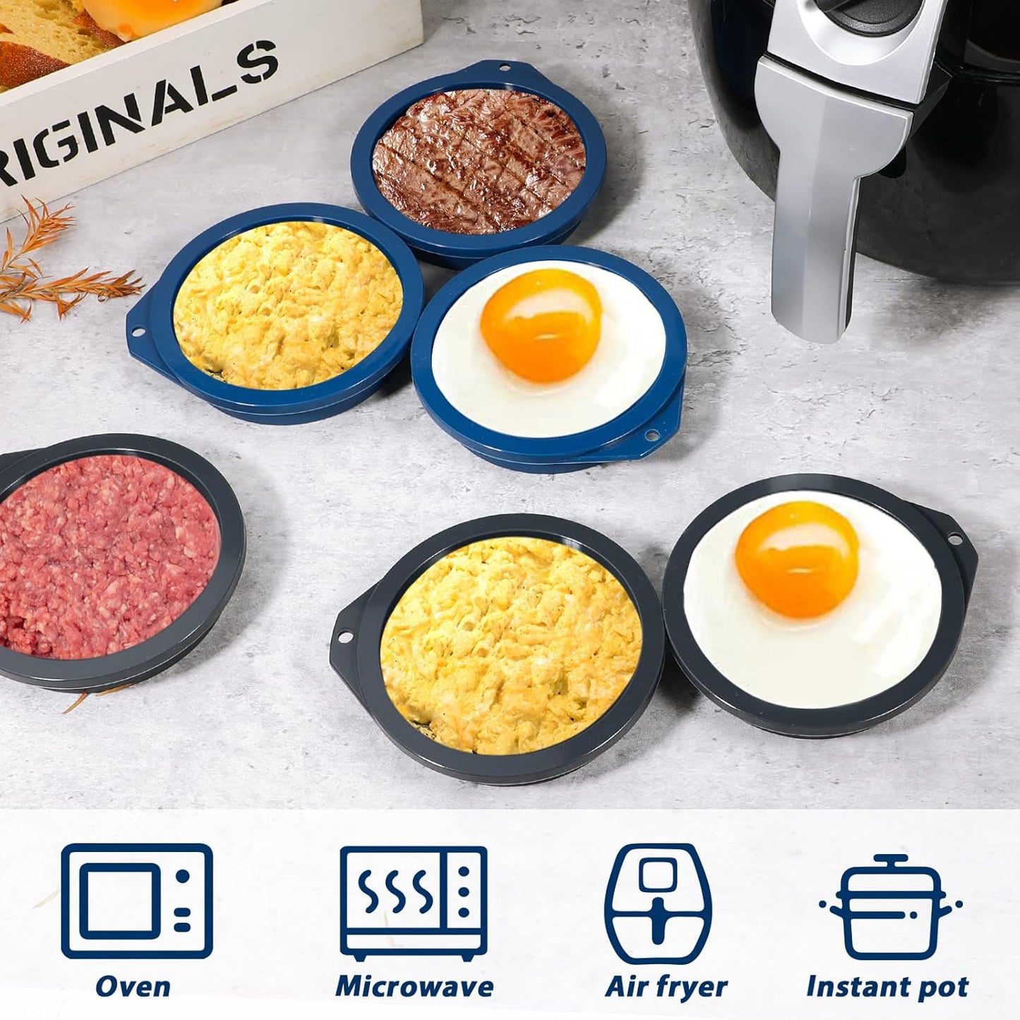 Webake 4-Inch Silicone Egg Mold - Nonstick Mini Pancake & Muffin Top Pan, BPA-Free Set of 6