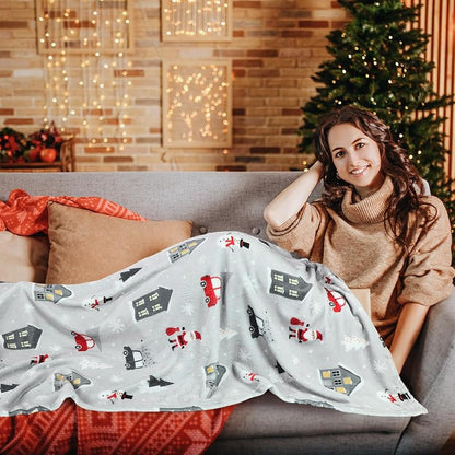 4 Pack Christmas Fleece Throw Blankets 50 x 60 in with Santa Snowman Pattern (Variation: 50 x 60")