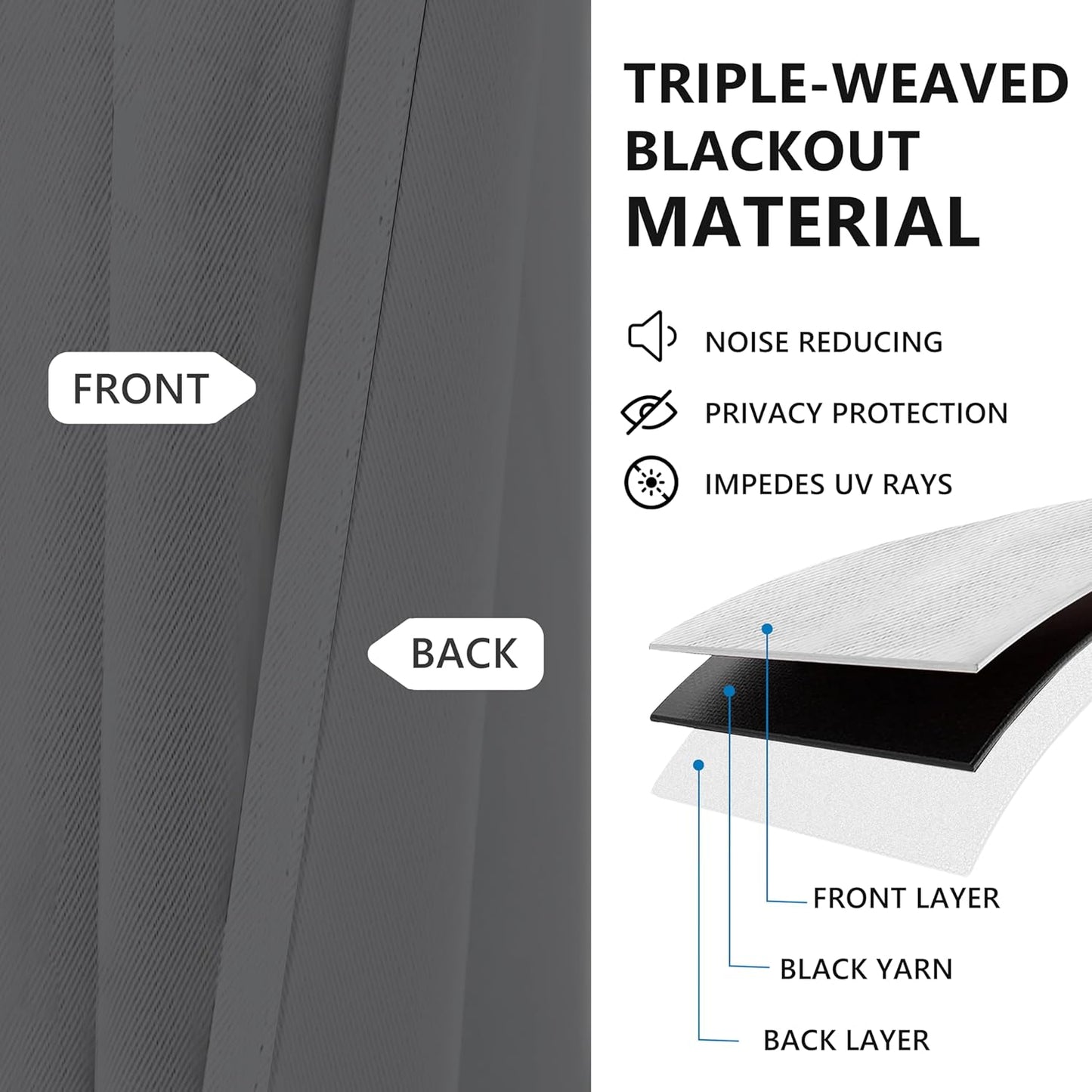 Tititex Solid Dark Grey Blackout Curtains - 84 Inch Long Thermal Insulated Drapes | 2 Panel Set for Bedroom & Living Room