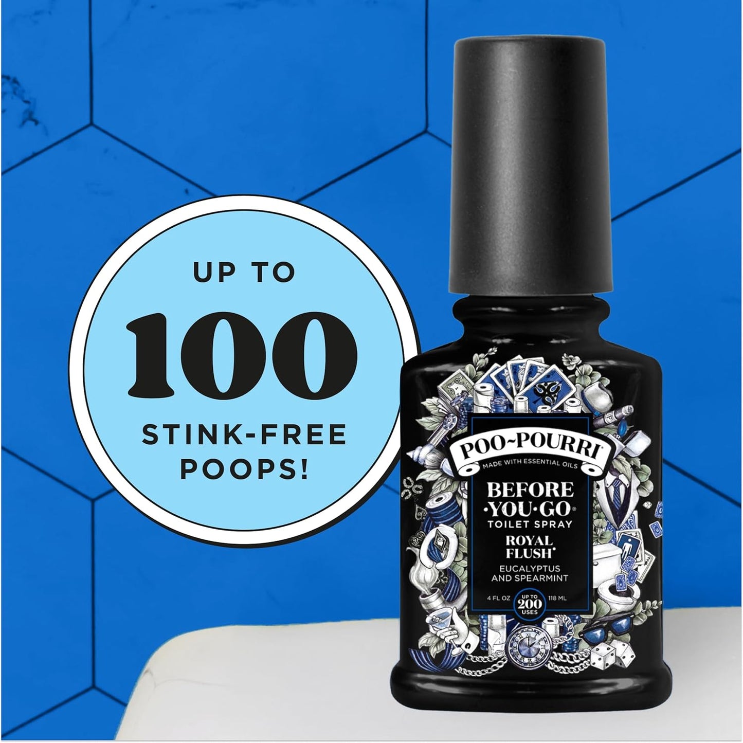 Poo-Pourri Before-You-Go Toilet Spray - Royal Flush, Eucalyptus & Spearmint, 2 Fl Oz