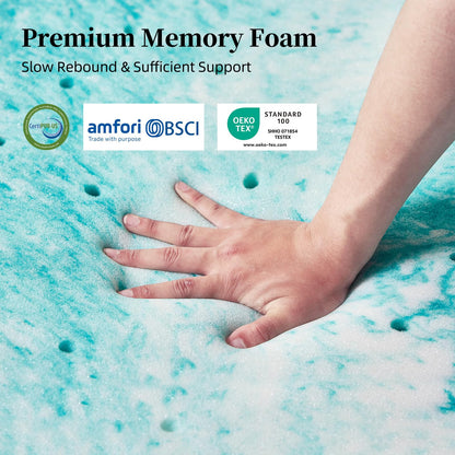 SIEMOUR 4 inch Memory Foam Mattress Topper Full Size, Gel Infused Memory Foam Mattress Pad for Pressure Relief, 53x75 Inches