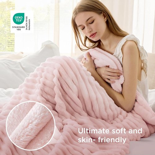 Bedsure GentleSoft Fleece Blanket - Cozy Crystal Pink Throw for Couch, Perfect Size 60x80 Inches