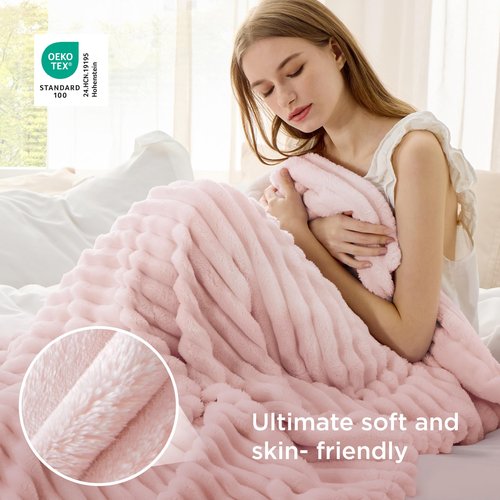 Bedsure GentleSoft Crystal Pink Throw Blanket for Couch - Cozy Soft Blankets for Women, Cute Small Throws for Girls, 50x70 Inches
