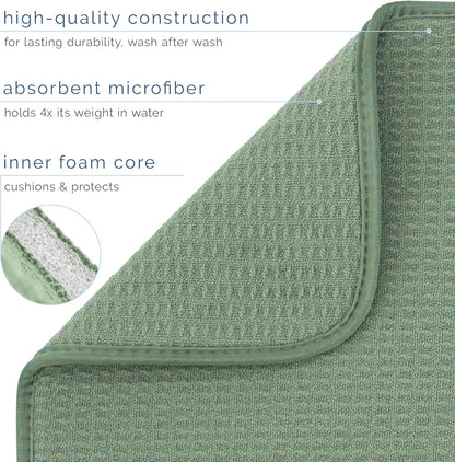 S&T INC. XL Dish Drying Mat - Absorbent Microfiber Kitchen Counter Pad, 18” x 24”, Sage Green