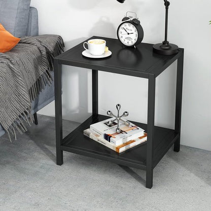 Jetonix End Table - Modern 2-Tier Nightstand with Easy Assembly | European Wrought Iron Design