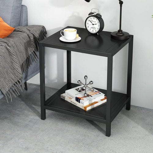 Jetonix End Table - Modern 2-Tier Nightstand with Easy Assembly | European Wrought Iron Design