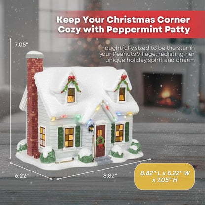 Department 56 Peanuts Christmas Village - Peppermint Patty Reichardt House | Lighted Ceramic Holiday Display, 7.05”