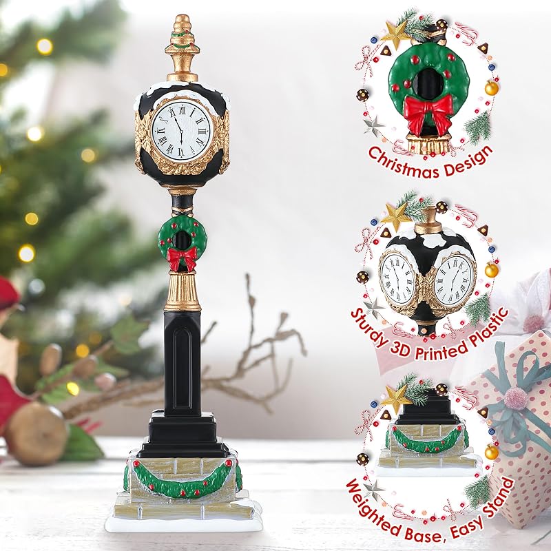 Christmas Village Clock Tower Figurine 6.3 in – 2 x 2 x 6.3 in