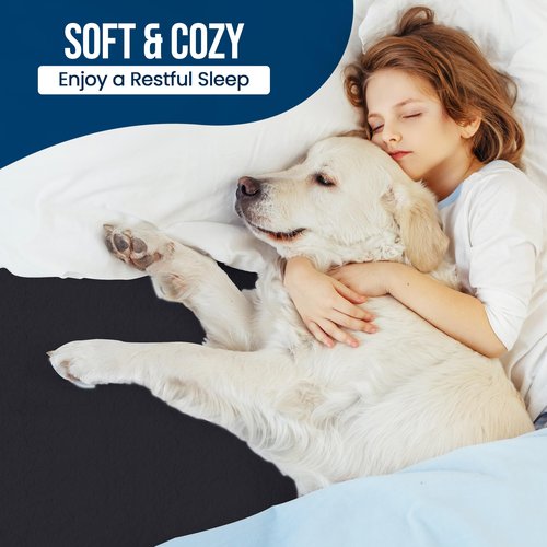 King Size Mattress Protector Waterproof, Premium 200 GSM Terry Mattress Cover, Soft & Breathable Bed Cover, Fitted Sheet Style Stretchable Deep Pockets 17" by Utopia Bedding (Black)