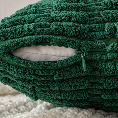 MIULEE Decorative Pillow Covers - Soft Dark Green Corduroy, 20x20 Inch | Boho Striped Design for Modern Home Decor