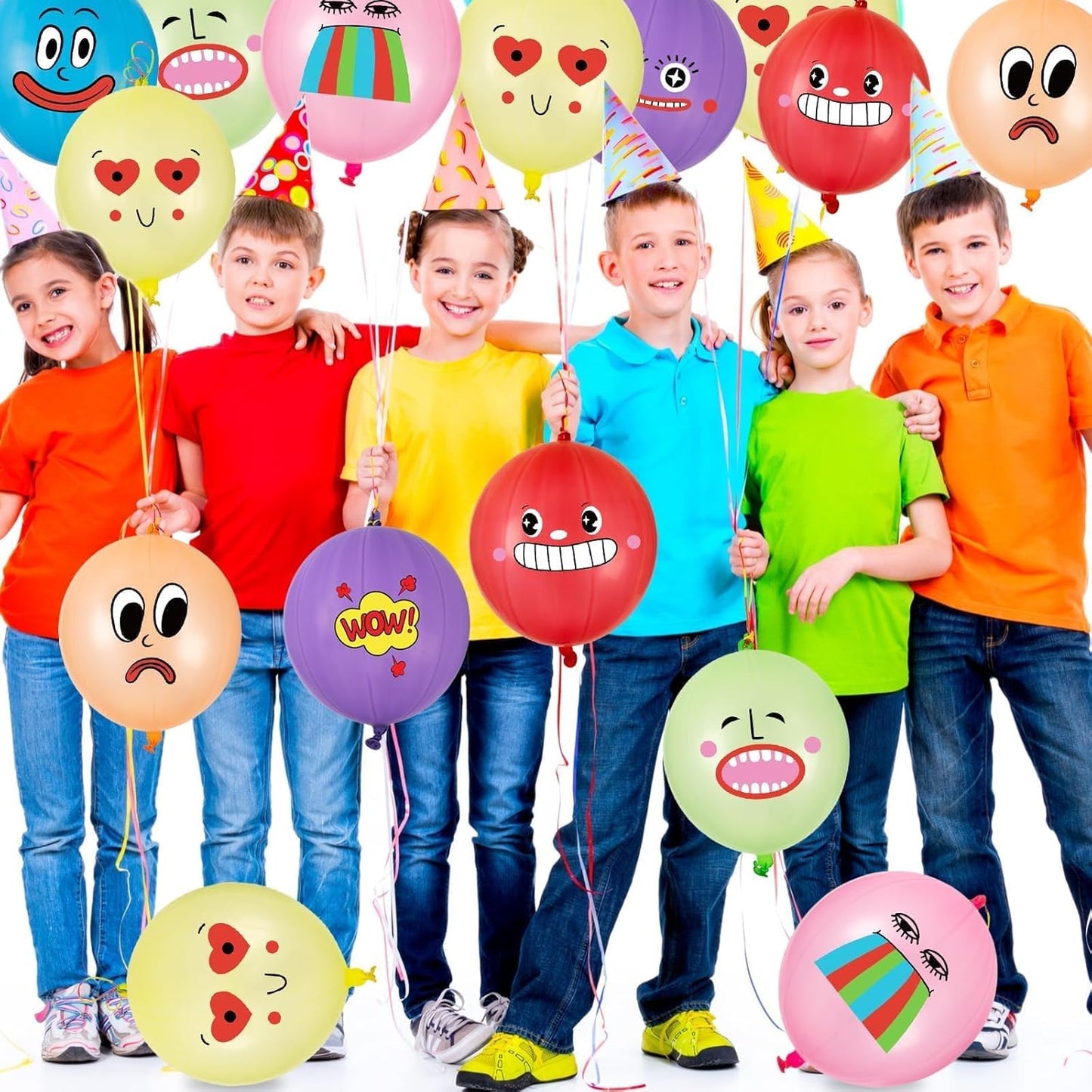 VABAMNA Punch Balloons - 30 Pack Neon Party Favors for Kids | 18 Inch Rubber Band Handle