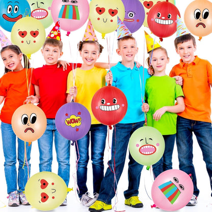 VABAMNA Punch Balloons - 30 Pack Neon Party Favors for Kids | 18 Inch Rubber Band Handle