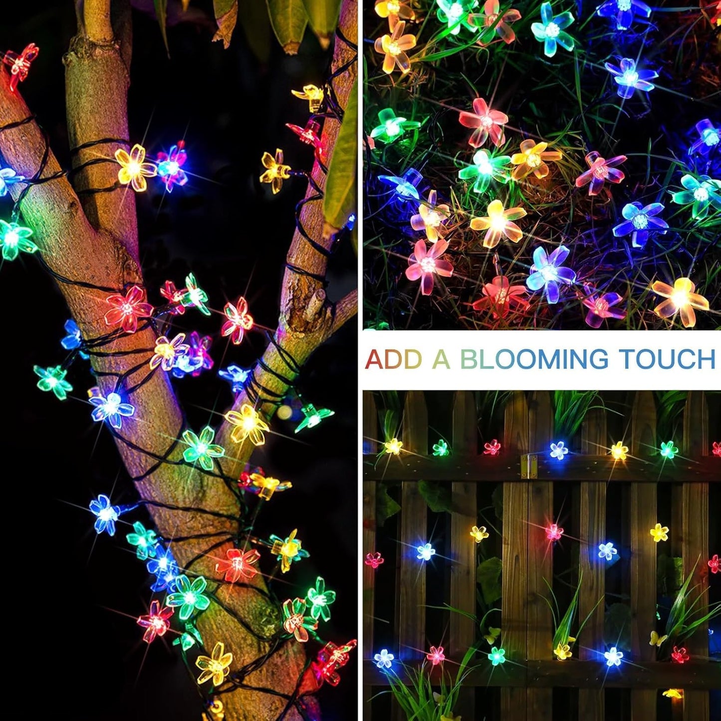 Suddus Solar String Lights - 100 LED Flower Design | 2 Pack for Outdoor Decor, Garden & Patio