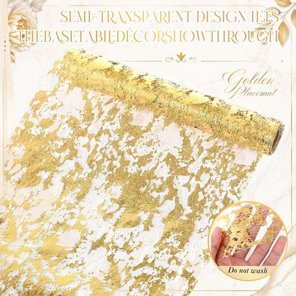 Gold 112-Piece Table Runner Set with Placemats for Wedding Reception