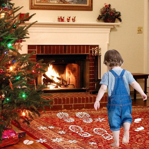 FOIMAS Christmas Santa Footprint Stencil Set - 9 Large Elf Footprints & Snowflake Templates for Holiday Crafts