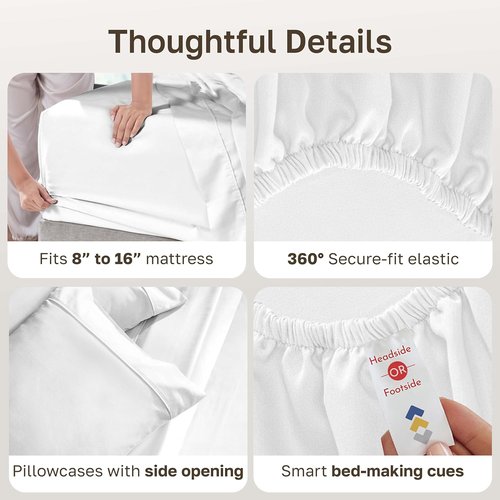 California Design Den Full Size Bed Sheets Set - 100% Soft Cotton, 400 TC, Deep Pockets, Antique White