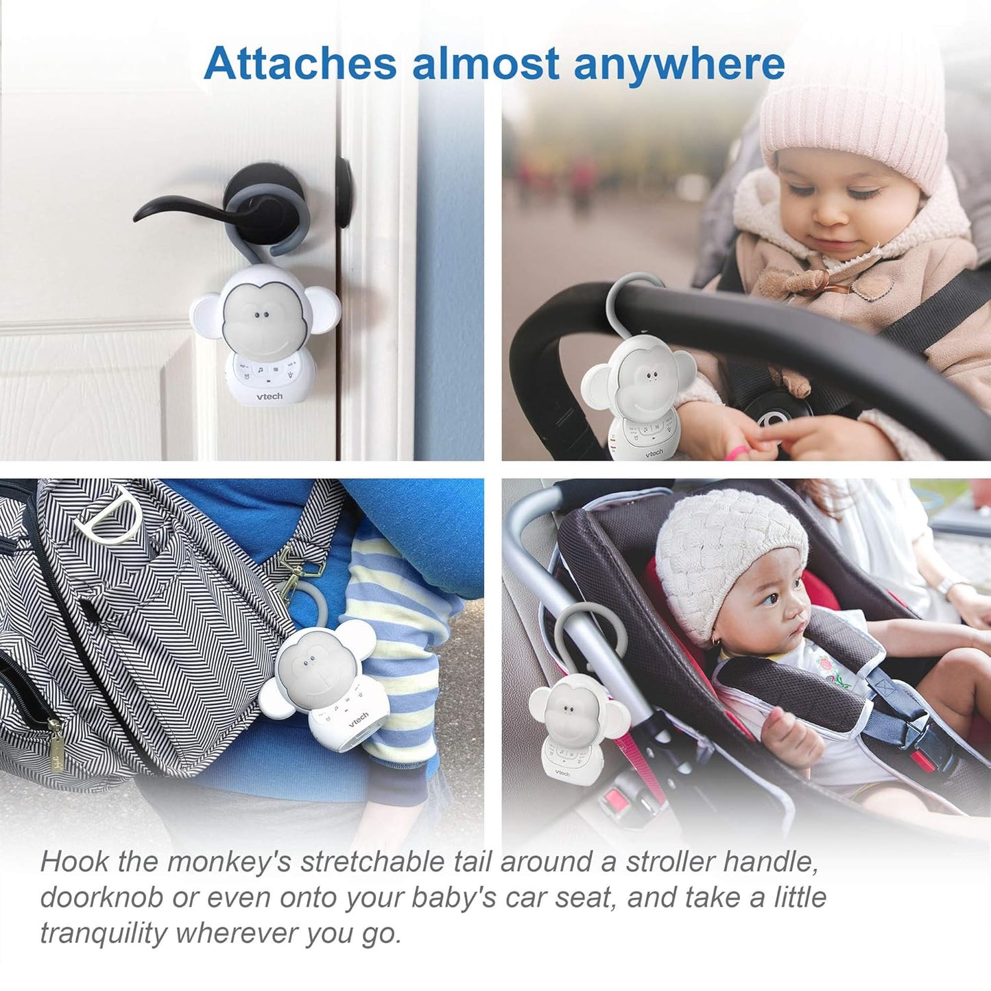 VTech Communications Myla The Monkey Baby Sleep Soother - White Noise Machine with 5 Sounds & Soft-Glow Night Light