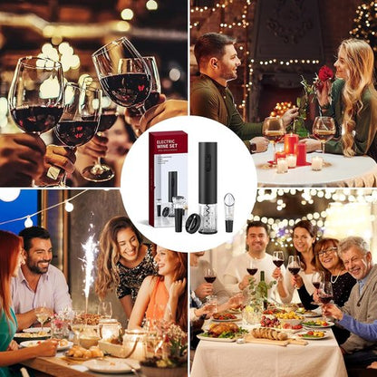 Electric Wine Opener Set, Battery Operated Wine Bottle Opener with Foil Cutter, Wine Pourer and Vacuum Stopper, Automatic Corkscrews for Wine Bottles Kit for Christmas Gift Home Kitchen Bar