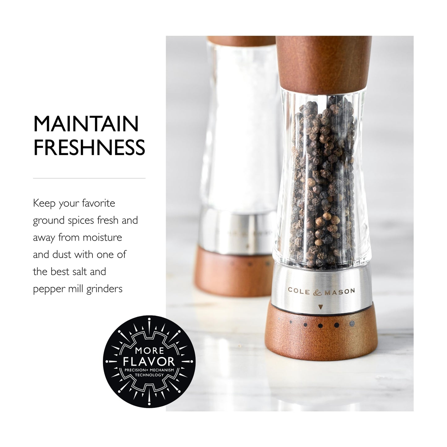 Cole & Mason Derwent Grinder Set - Gifts for Cooks - Culinary Chef Gifts - Mills Include Gift Box, Precision Mechanisms and Sea Salt and Peppercorns - Derwant Salt and Pepper Gift Set, Forest Wood