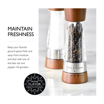 Cole & Mason Derwent Grinder Set - Gifts for Cooks - Culinary Chef Gifts - Mills Include Gift Box, Precision Mechanisms and Sea Salt and Peppercorns - Derwant Salt and Pepper Gift Set, Forest Wood