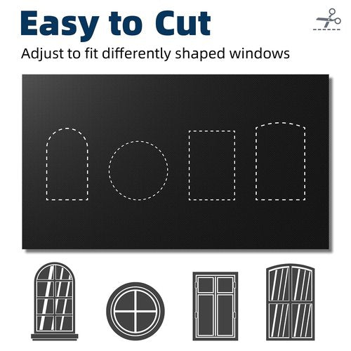 NIGHTON Portable Blackout Curtains 40"×59", Strong Hook and Loop Tape Strips with Adhesive, Cuttable Blackout Window Cover, 100% Black Out Material Blinds for Baby Nursery or Travel - Black