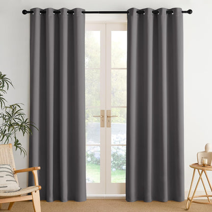 NICETOWN Room Darkening Curtains - Grey Drapery Panels, 2 Pack | 52" x 84" Size