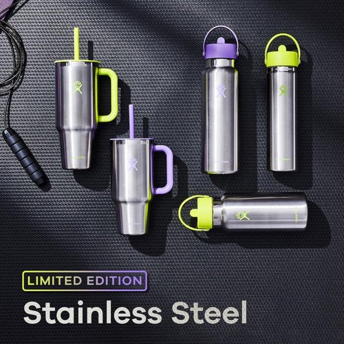 Hydro Flask Water Bottle - Insulated Stainless Steel with Wide Mouth Flex Straw Lid | 32 Oz Violet, Leakproof & Refillable