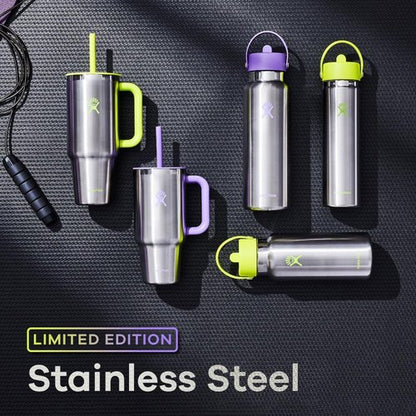 Hydro Flask Water Bottle - Insulated Stainless Steel with Wide Mouth Flex Straw Lid | 32 Oz Violet, Leakproof & Refillable