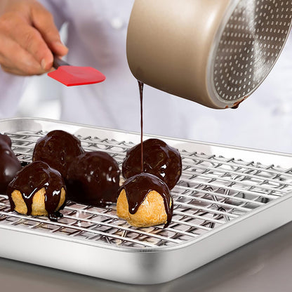 TeamFar Mini Cooling Rack Set of 2 - Stainless Steel Baking Racks for Toaster Ovens | 8.75’’ x 6.25’’