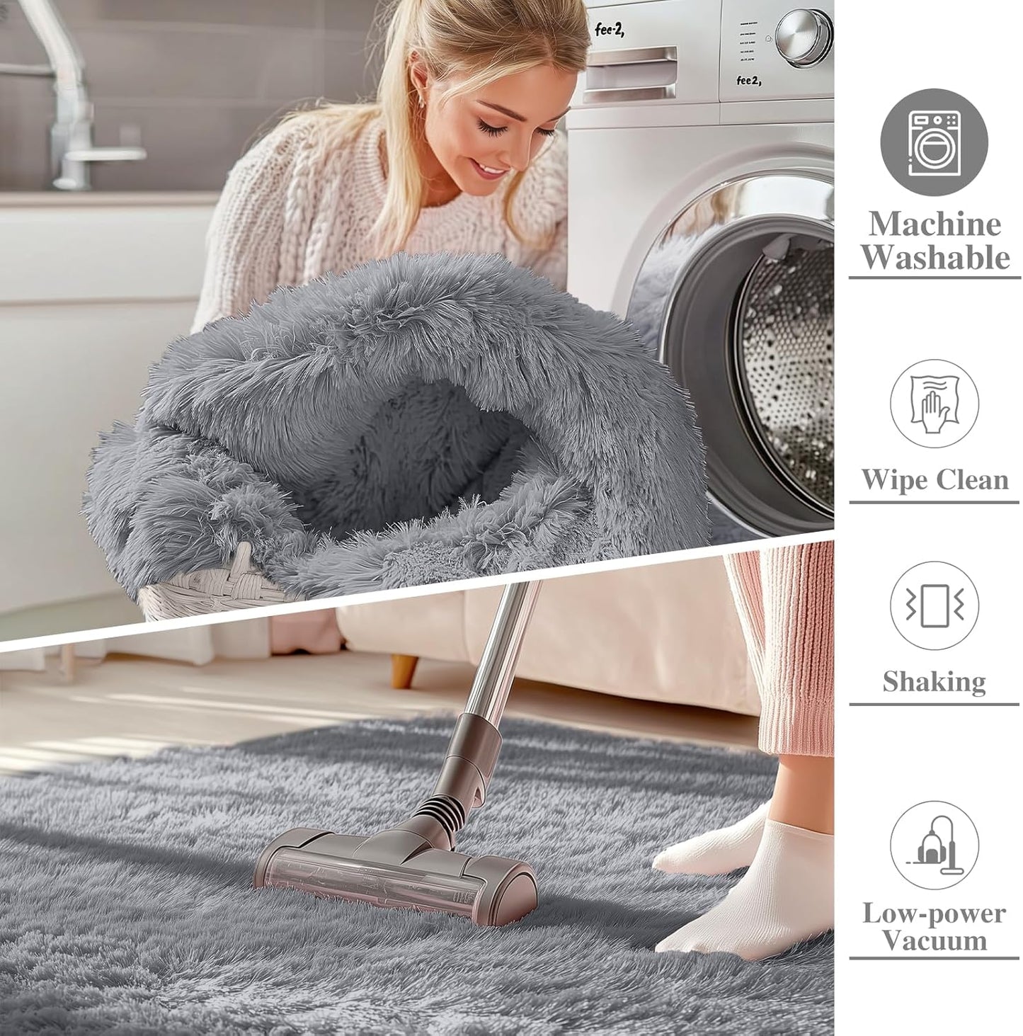 OLANLY Large Area Rug - Soft Fluffy Shaggy Indoor Carpet for Living Room & Bedroom | Light Grey 10x14
