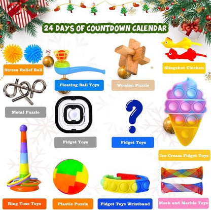 Fidget Advent Calendar 2026 - Fun Sensory Countdown Calendar with 24 Surprises for Kids