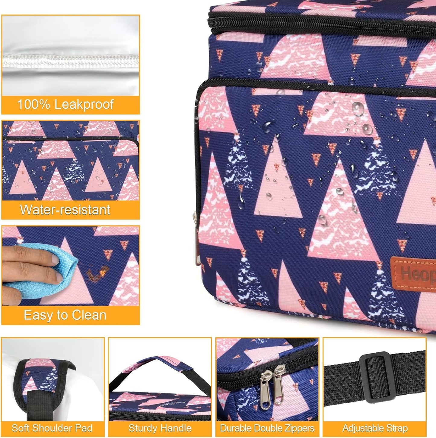 Skiennix Insulated Lunch Box - Leakproof Cooler Bag with Multi Pockets & Adjustable Strap | Ideal for Work, Beach & Picnic
