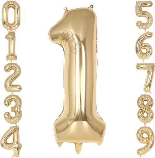 Champagne Gold Number 1 Balloon - 40 Inch Giant Mylar Foil for 1st Birthday Party & Anniversary Decor